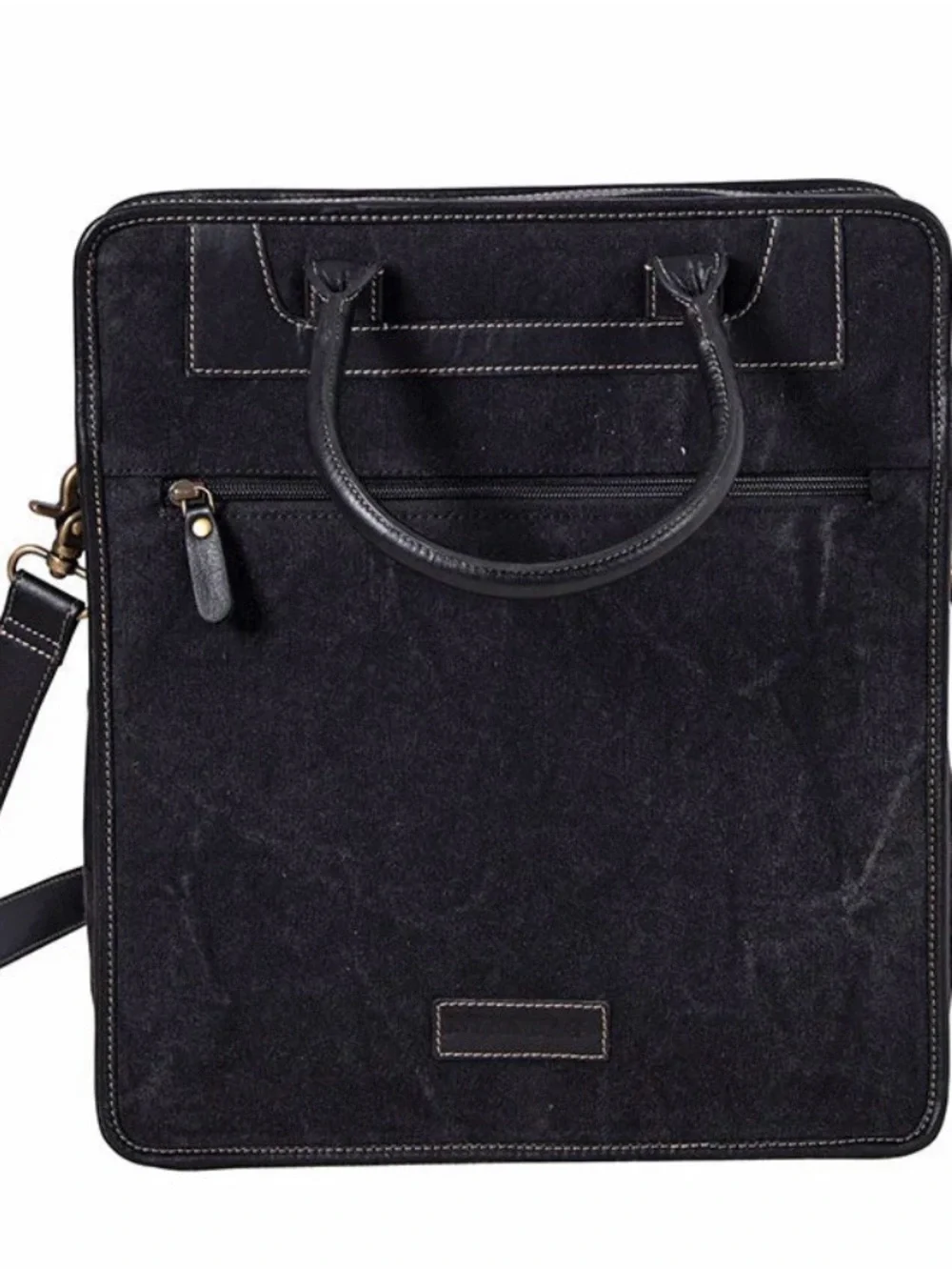 Myra Bag Black Laptop Tote with Blue and Cream Aztec Panel